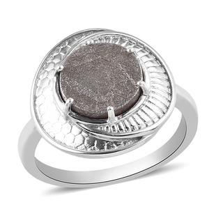 Meteorite Ring in Platinum Overlay Sterling Silver 5.50 Ct.