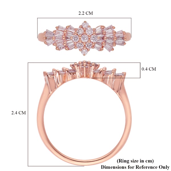 9K Rose Gold Natural Pink Diamond Ballerina Ring 0.53 Ct.