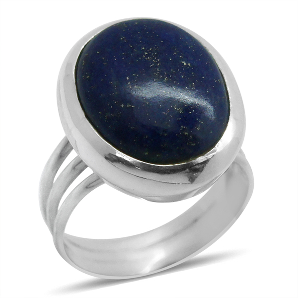 Royal Bali Collection Lapis Lazuli (Ovl) Solitaire Ring in Sterling Silver 9.790 Ct.