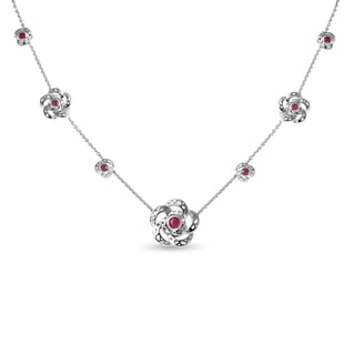 RACHEL GALLEY Rose Collection - African Ruby (FF) Necklace (Size 18/20/24) in Rhodium Overlay Sterli