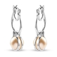 Golden South Sea Pearl Earrings (with Clasp) in Platinum Overlay Sterling Silver