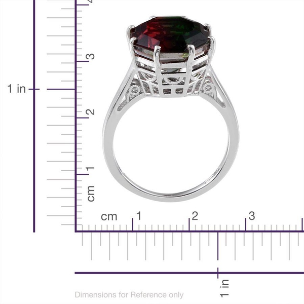 Tourmaline Colour Quartz (Octillion Cut) Solitaire Ring in Platinum Overlay Sterling Silver 6.500 Ct.