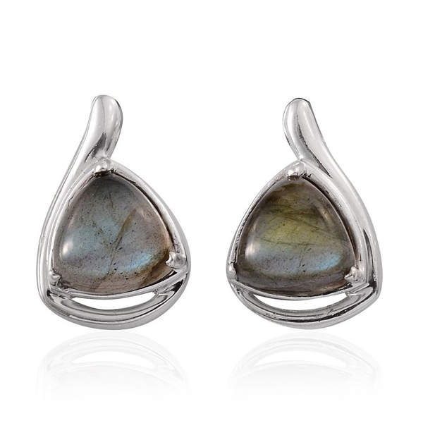 Labradorite (Trl) Earrings (with Push Back) in Platinum Overlay Sterling Silver 8.000 Ct.