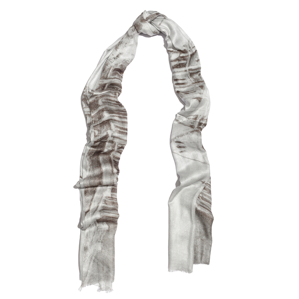 Brown and Off White Colour Digital Printed Scarf (Size 200x70 Cm)