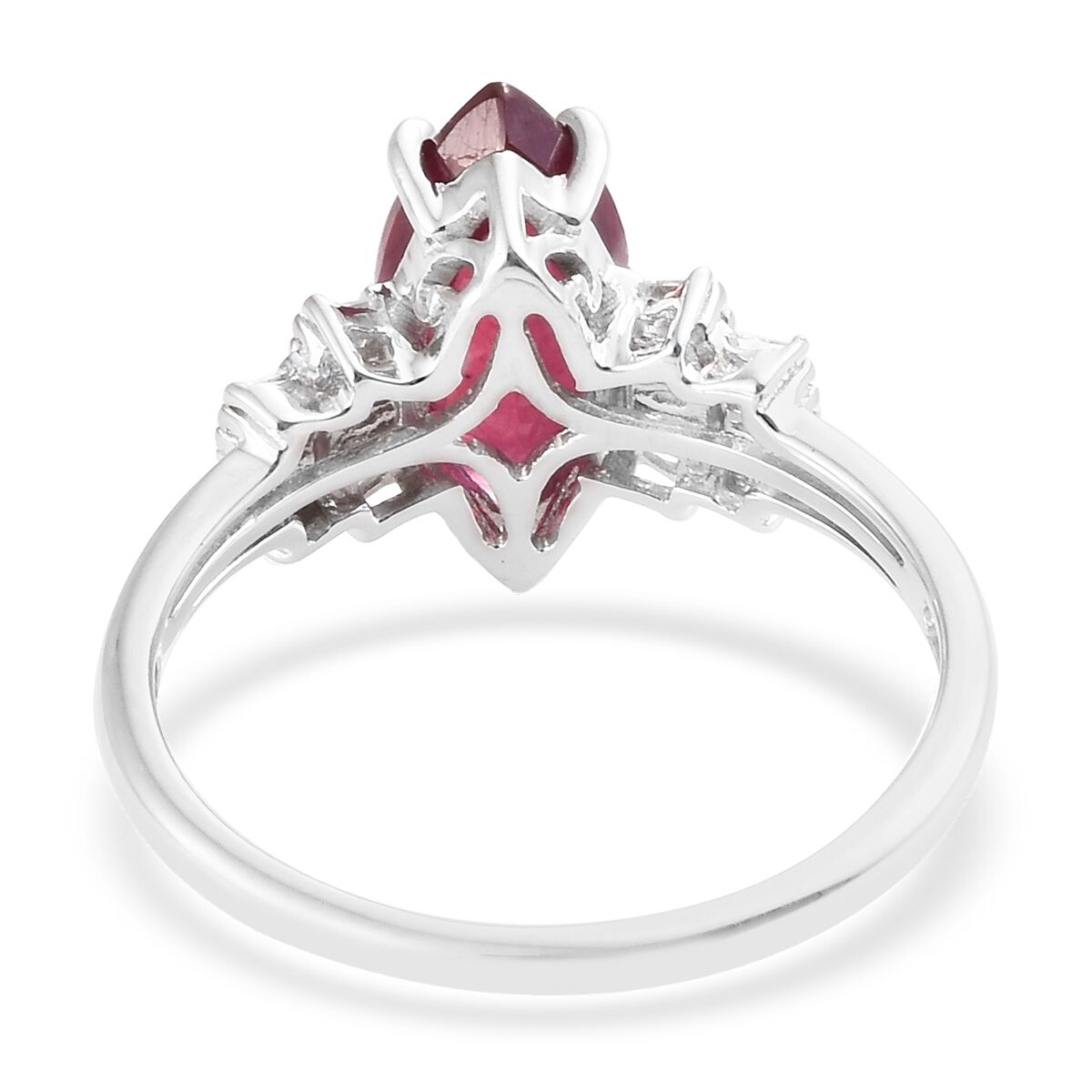 9K White Gold AA African Ruby and Diamond Ring 2.60 Ct.