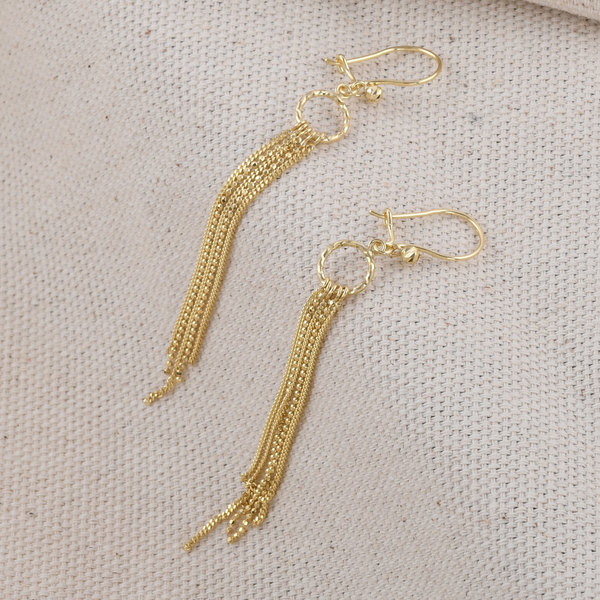 One Time Close Out Deal - 9K Yellow Gold Tassel Earrings With Hook, Gold Wt. 2.28 Gms