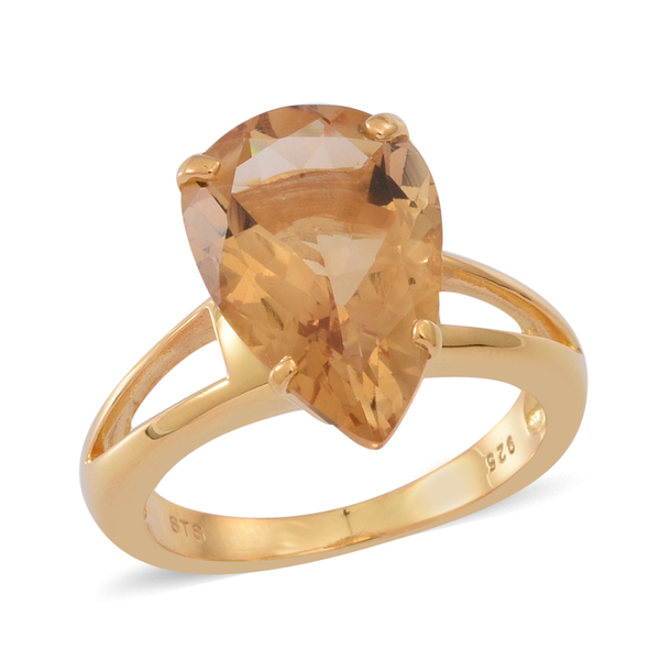 Rare AAA Uruguay Citrine (Pear) Solitaire Ring in 14K Gold Overlay Sterling Silver 5.000 Ct.