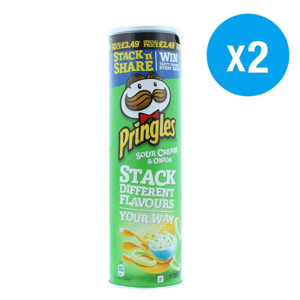 Pringles: Sour Cream & Onion - 200g (Pack of 2)
