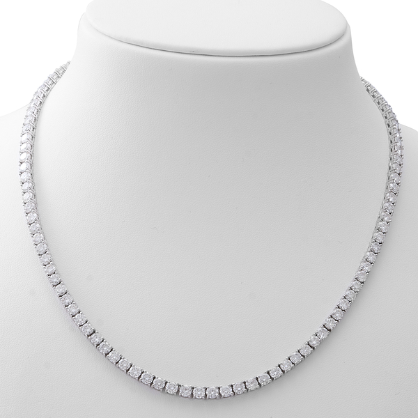 Moissanite Necklace (Size - 18) in Rhodium Overlay Sterling Silver 23.03 Ct, Silver Wt. 24.00 Gms