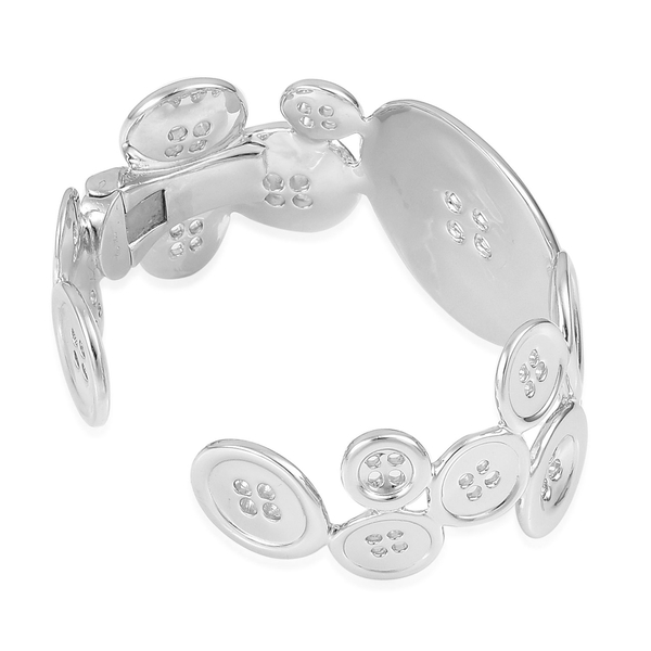 LucyQ Button Bangle (Size 7.25) in Rhodium Plated Sterling Silver 65.14 Gms.