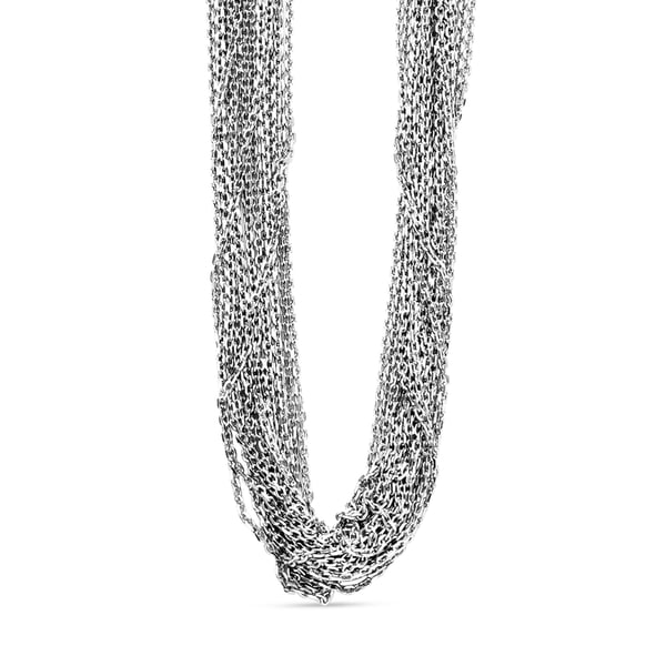 One Time Close Out Deal- Italian Made- Rhodium Overlay Sterling Silver Necklace (Size - 24), Silver Wt. 14.54 Gms