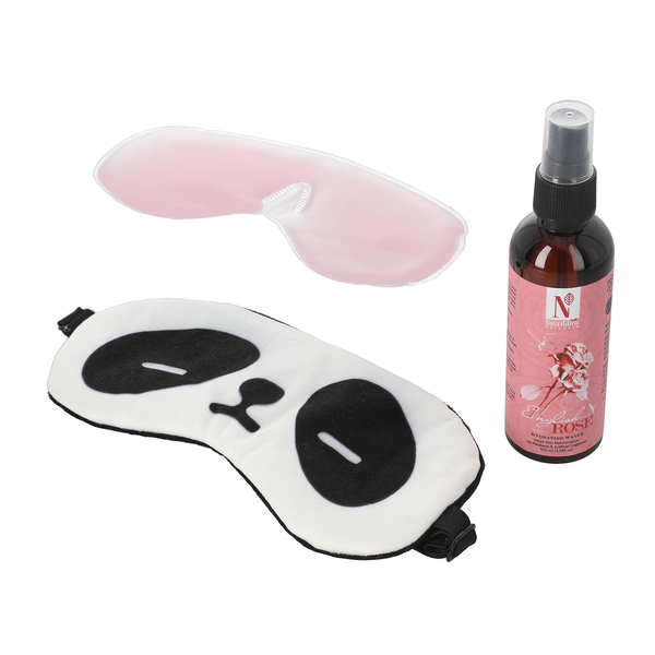Panda Design Gel Based Eye Mask With Rose Gel Pack & Rose Water Spray Hydrating Water 100ML