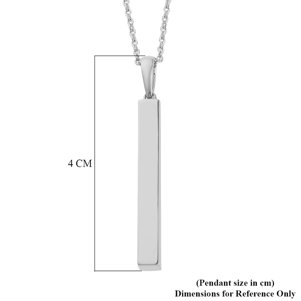 Platinum Overlay Sterling Silver I Love You Pendant with Chain (Size 20) with Lobster Clasp, Silver wt 6.80 Gms