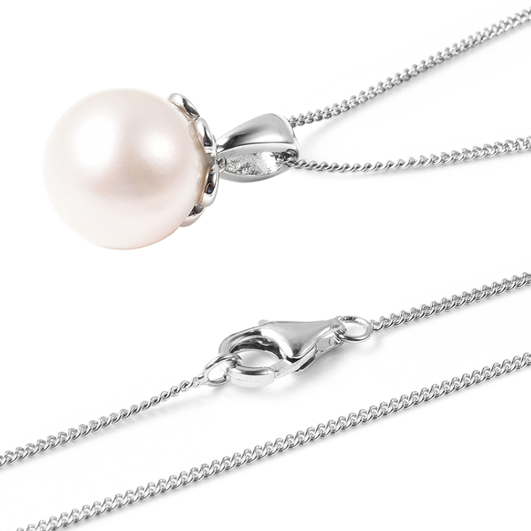 Edison Momento Talking Pearl Pendant With Chain (Size 18) in Rhodium Overlay Sterling Silver