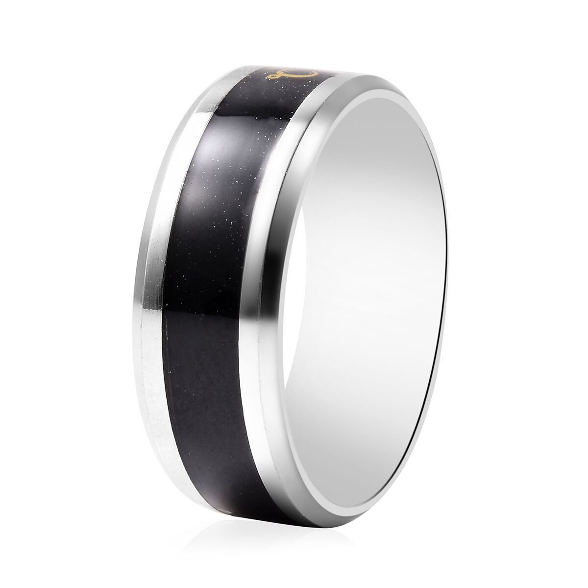 Celsius Temperature Band Ring in Black and Silver Tone