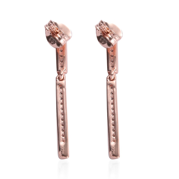 0.22 Ct Diamond Silver Single Strand Earrings (with Push Back) in Rose Overlay