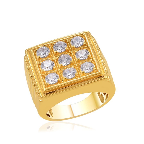 Lustro Stella - 14K Gold Overlay Sterling Silver (Rnd) Ring Made with Finest CZ 2.250 Ct.