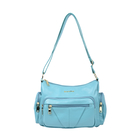 SENCILLEZ Multi Pocket Genuine Leather Crossbody Bag (Size 31x13x21 cm) - Turquoise