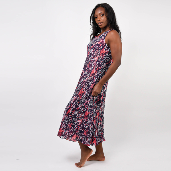 Reversible Printed Maxi Dress (Size L) - Coral & Navy