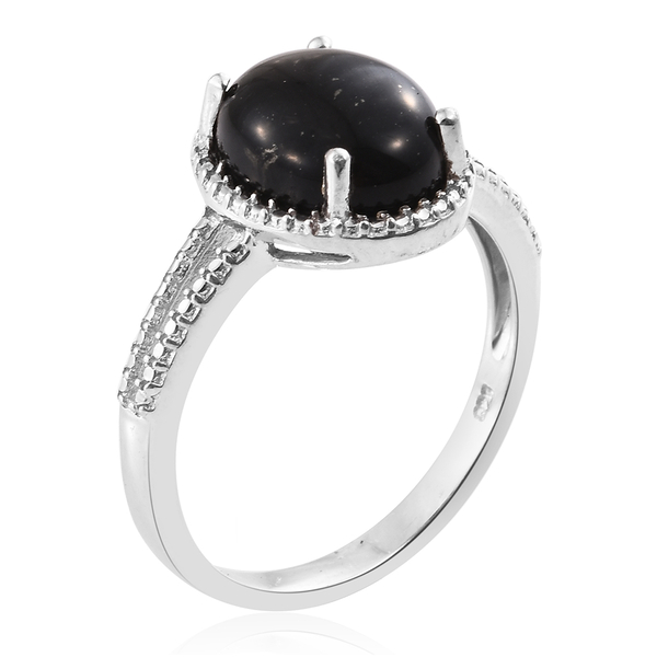Shungite (Ovl) Solitaire Ring in Platinum Overlay Sterling Silver 4.000 Ct.