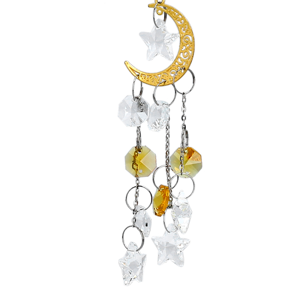 Set of 2 - Decorative Hanging Crystal Moon Suncatcher