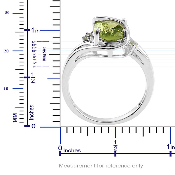 AA Hebei Peridot (Ovl 3.00 Ct) Ring in Platinum Overlay Sterling Silver 3.050 Ct.