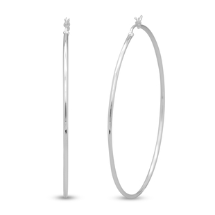 Italian Made - Sterling Silver Hoop Earrings with Clasp, Silver wt. 8.00 Gms