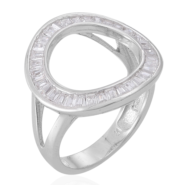 ELANZA AAA Simulated Diamond (Bgt) Ring in Rhodium Plated Sterling Silver