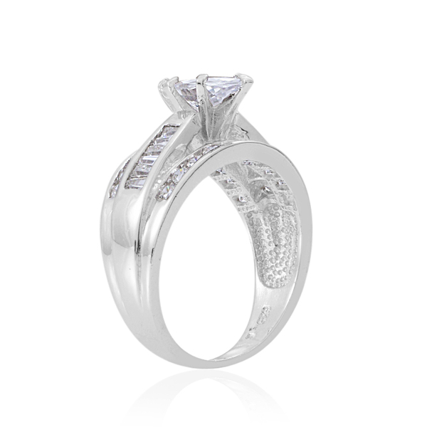 ELANZA Simulated Diamond (Mrq) Ring in Rhodium Plated Sterling Silver