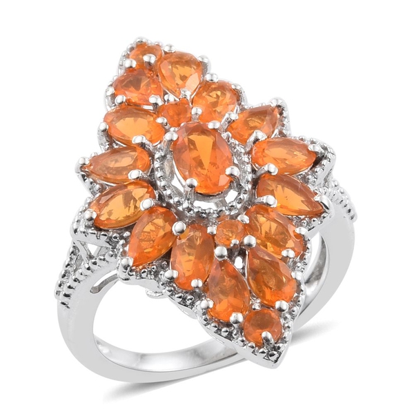Jalisco Fire Opal (Ovl) Ring in Platinum Overlay Sterling Silver 2.360 Ct. Silver wt 5.23 Gms.