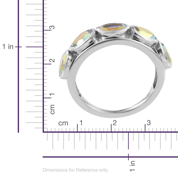 Mercury Mystic Topaz (Ovl) 5 Stone Ring in Platinum Overlay Sterling Silver 2.500 Ct.