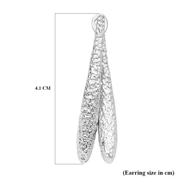 LUCYQ Texture Drop Collection - Hammered Texture Rhodium Overlay Sterling Silver Dangling Detachable Earrings (with Push Back )