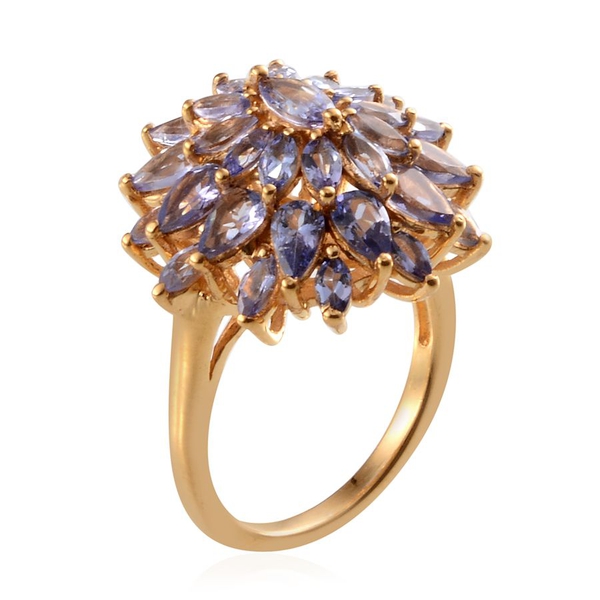 Tanzanite (Mrq) Cluster Ring in 14K Gold Overlay Sterling Silver 4.650 Ct.