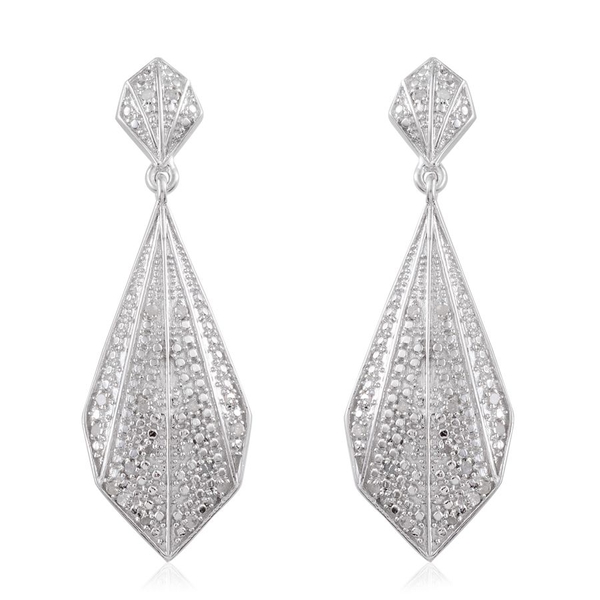Diamond (Rnd) Earrings (with Push Back) in Platinum Overlay Sterling Silver 0.330 Ct.