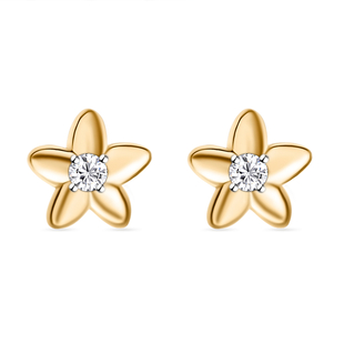 9K Yellow Gold SGL Certified Diamond (I3/G-H) Floral Stud Earrings with Push Back