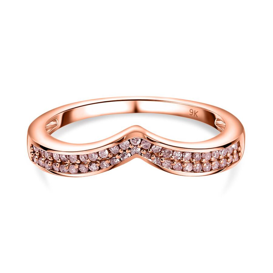Valentine Day Special 9K Rose Gold Certified Pink Diamond Wishbone Ring 0.25 Ct