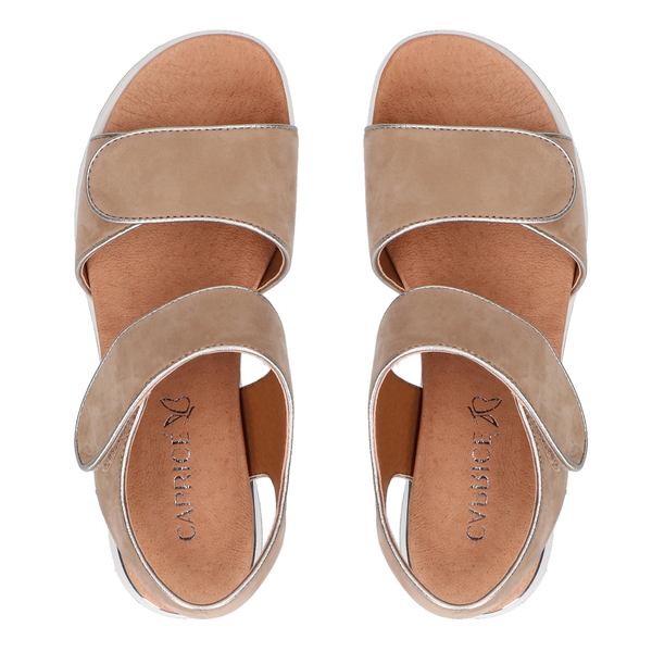 CAPRICE Comfortable Flat Sandal (Size 3.5) - Taupe
