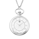 STRADA Japanese Movement Pocket Watch with Chain in Stainless Steel with 3 Replaceable Gemstone Ring