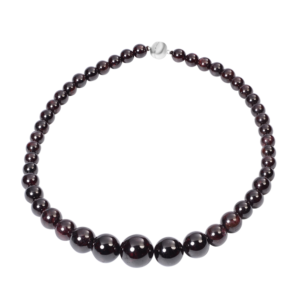 Natural Red Garnet Necklace (Size - 20) in Rhodium Overlay Sterling Silver 774.500 Ct.