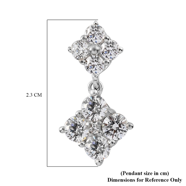 Lustro Stella Platinum Overlay Sterling Silver Pendant Made with Finest CZ 2.300 Ct.