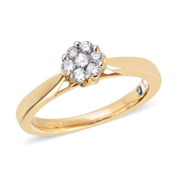 New York Close Out - 9K Yellow Gold Diamond (I2/G-H) (Rnd), Kanchanaburi Blue Sapphire Ring 0.250 Ct