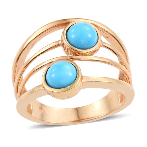 Arizona Sleeping Beauty Turquoise (Rnd) Ring in 14K Gold Overlay Sterling Silver 1.250 Ct.