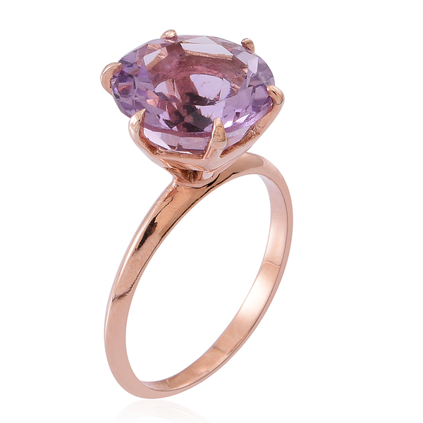 Rose De France Amethyst (Rnd) Solitaire Ring in Rose Gold Overlay Sterling Silver 5.500 Ct.