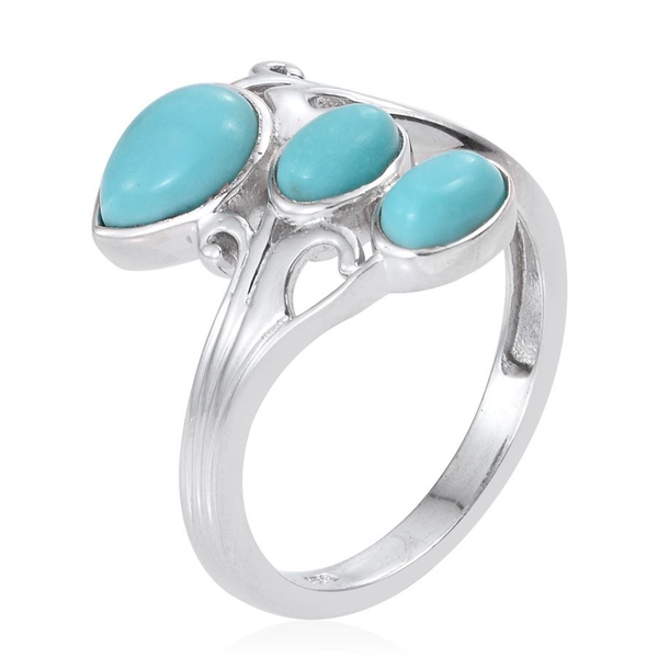 Sonoran Turquoise (Pear 0.75 Ct) Ring in Platinum Overlay Sterling Silver 1.500 Ct.