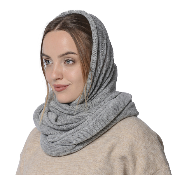 Designer Inspired-Grey Colour Infinity Scarf (Size 77x70 Cm)