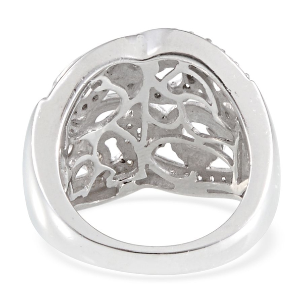 Lustro Stella - Platinum Overlay Sterling Silver (Rnd) Ring Made with Finest CZ