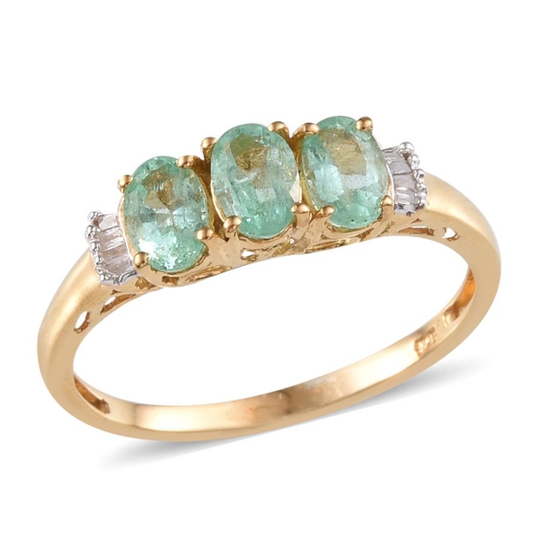 Boyaca Colombian Emerald (Ovl), Diamond Ring in 14K Gold Overlay Sterling Silver 1.500 Ct.
