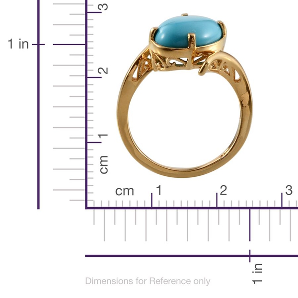 Arizona Sleeping Beauty Turquoise (Ovl) Solitaire Ring in 14K Gold Overlay Sterling Silver 4.250 Ct.