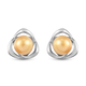 Golden South Sea Pearl Stud Earrings (With Push Back) in Platinum Overlay Sterling Silver