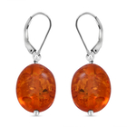 Amber Dangling Earrings (with Lever Back) in Sterling Silver